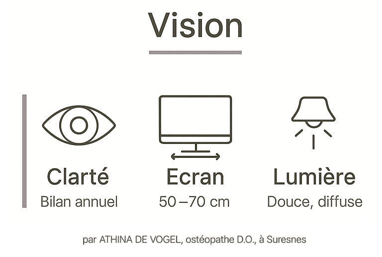 Travail de la nuque quand la vision fatigue
